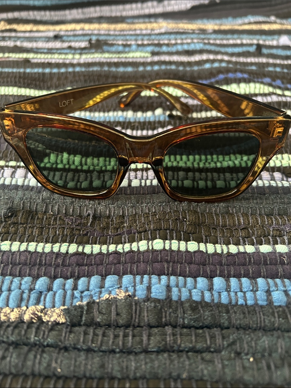 LOFT Women's Tortoiseshell Frame Sunglasses with Dark Green Lenses